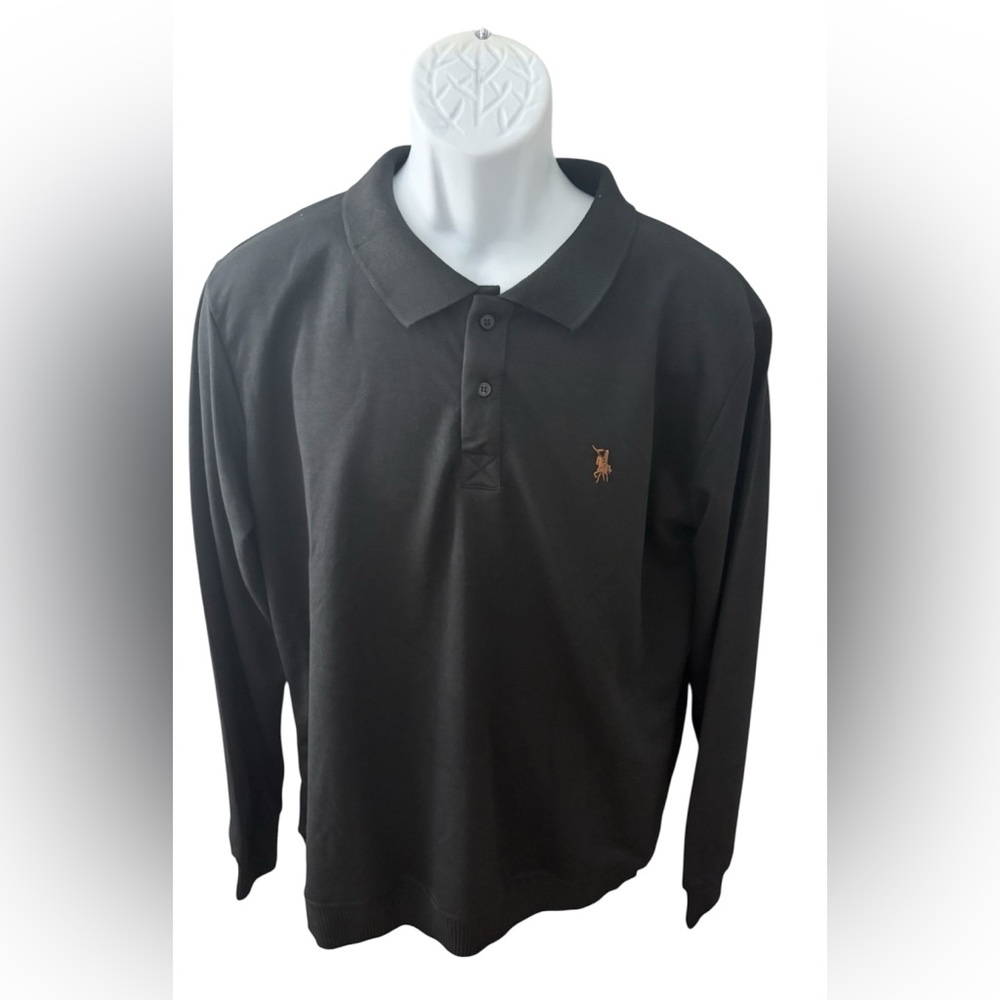 DEWBERRY COUTURE DELUXE Black Long Sleeve Polo Men’s Size XL NWT